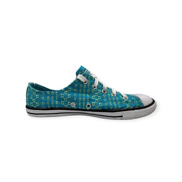 Converse All Star Sneakers blue/green Embroidered Eyelet Shoes women’s size 7 - Picture 10 of 12